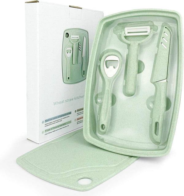 CARTINTS 5 In1 Camping Cutting Board Set, Plastic with Bottle Opener, Peeler, Knife, Serving Tray, Dishwasher Safe
