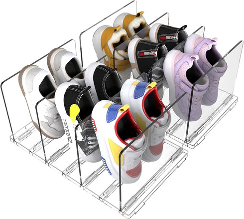 Copidrum Clear Kids Shoe Rack Holder for Closet Storage Organizer Stackable Shoes Shelf