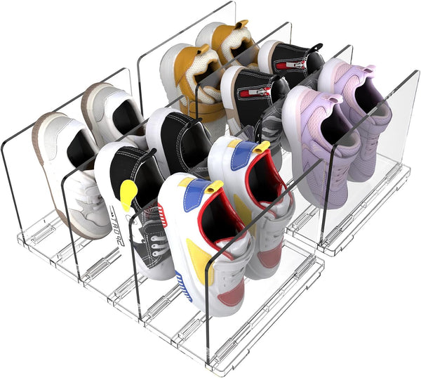 Copidrum Clear Kids Shoe Rack Holder for Closet Storage Organizer Stackable Shoes Shelf