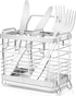 Stainless Steel Utensil Holder with 2 Compartments, Drying Rack for Kitchen Counter, Silverware Organizer