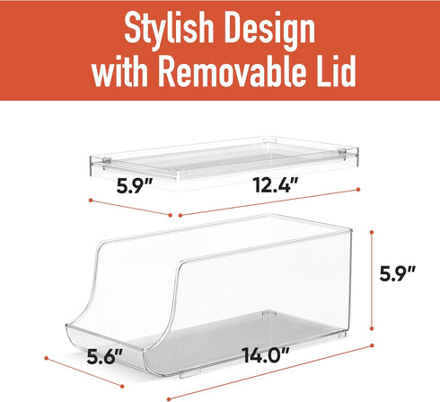 Soda Can Dispenser for Refrigerator with Lid - Durable Drink Organizer, Stackable BPA Free, Holds 9 Cans