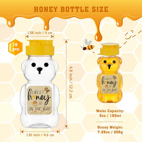 MOLADRI 18 Pack 5 Oz (150 ml) Plastic Bear Honey Bottle Jars, Empty Fluid Honey Squeeze Container with Flip-lid