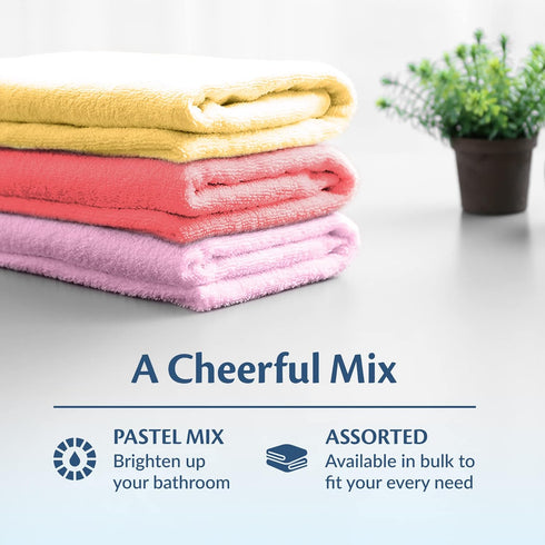 24 40 inches (6) Small and Lightweight Cotton Towels Assorted Pastel Mix x Towels Perfect Size for Hair Drying