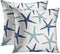 Emvency Set of 2 Throw Pillow Covers, Beach Ocean Coastal Green and Blue Starfish Decorative Pillow Cases 18x18 Inches