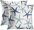 Emvency Set of 2 Throw Pillow Covers, Beach Ocean Coastal Green and Blue Starfish Decorative Pillow Cases 18x18 Inches