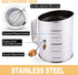 Stainless Steel Flour Sifter 3 Cups for Baking, Rotary Hand Crank Powdered Sugar Shaker and Duster