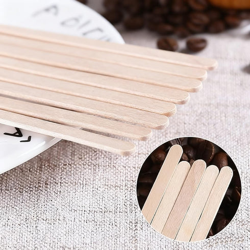 5.5 Inch 200 Count Wooden Coffee Stir Sticks, Premium Natural Birch Wood Stirrers for Coffee Bar Accessories