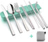 HaWare Portable Travel Utensils with Case, Stainless Steel Silverware Set for Camping Office School Lunch, Including Knife Fork Spoon Chopsticks, Reusable and Dishwasher Safe(Green) by HaWare