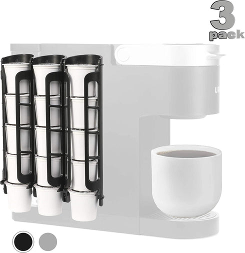 STORAGENIE Coffee Pod Holder, Side Mount K Cup Pods Organizer for Keurig Coffee Makers, 3 Pack for 15 K-Cups