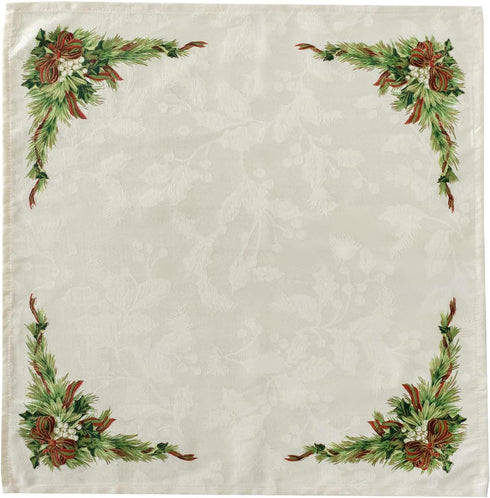 Benson Mills Christmas Ribbons Printed Fabric Cloth Napkins Set of 4, 19" X 19" for Holiday Tablecloths