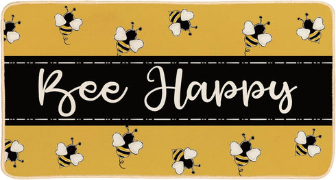 Welcome Mat Front Door Yellow Bee Decor, Indoor Outdoor Entryway Doormat, Summer Kitchen Bath Mat, 30 x 16 Inch