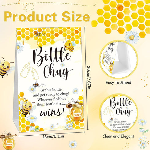 TrelaCo Bottle Chug Baby Shower Game Sign, 20 Pcs Baby Bottles Shower Favor Set for Gender Reveal Party