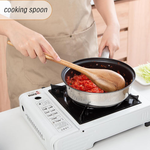 Wooden Kitchen Utensils Set, 14 Inch Comfort Grip Acacia Wood Spoons for Cooking, 2 Spoons, Non-Stick Safe