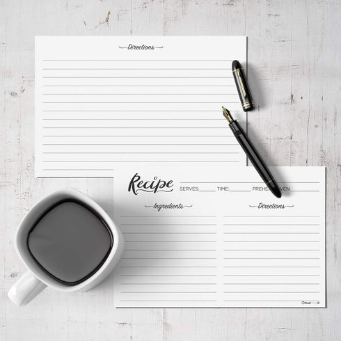 Double Sided Recipe Cards, Set of 50, 4x6 Inch Thick Cardstock with Lines