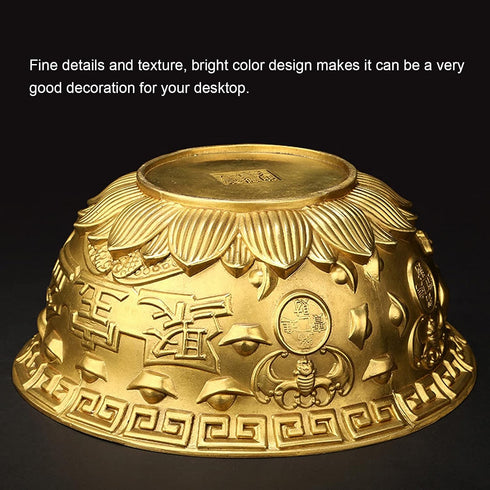 Brass Treasure Bowl Feng Shui Ornaments, Wealth Good Luck Prosperity Bowl Craft Collectible Figurines for Home Office
