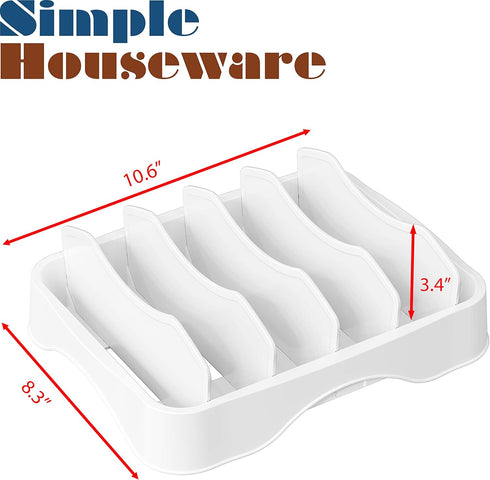 Simple Houseware Adjustable Dividers Food Container Lid Organizer, 10''x8'', White Storage