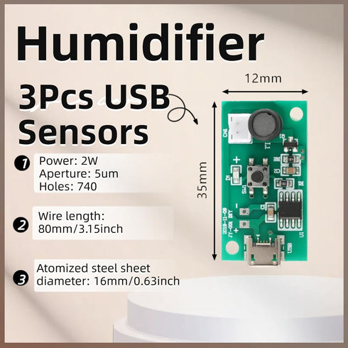 3Pcs USB Humidifier Module USB Spray Module Circuit Board Atomization Module 5V Atomization Plate Circuit Board Atomization Module Atomizer DIY Incubation Experimental Equipment