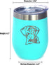Bevvee Black Lab Face Wine Tumbler with Sliding Lid, Stemless Stainless Steel Insulated Cup for Outdoor Camping, Teal