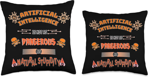 Funny AI Tech Geek Sarcastic Orange Throw Pillow, 16x16, Multicolor