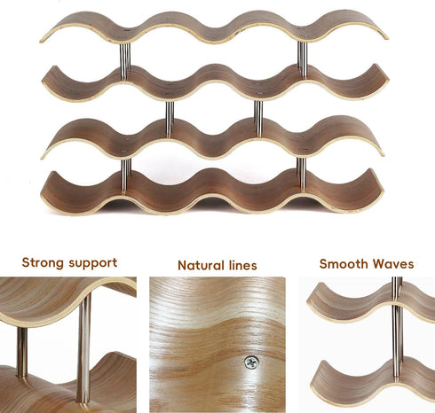 14 Countertop 4-Tier Bottles Wine Racks for Shelf, Wooden Wine Bottle Holder Stand, freestanding Wine Storage