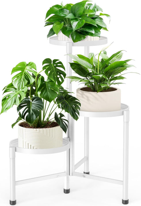 JOPBENG 3 Tier Metal Plant Stand Indoor Outdoor, Corner Plant Shelf with 10