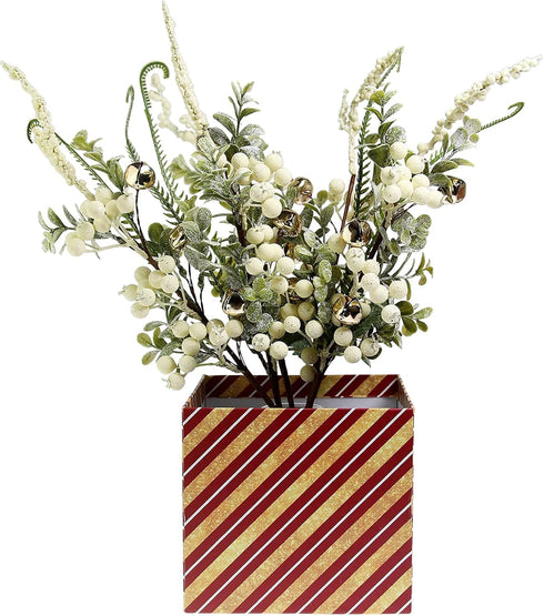 5 5) Tinsow Pcs Artificial Berry Stems for Flower Arrangement Christmas White Holly Berry with Eucalyptus Branches