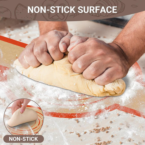 2 PCS Thicked Silicone Bread Slings: Reusable Sourdough Bread Sling with Long Handle, Non-Stick Baking Mats