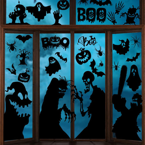 Joy Bang Halloween Window Clings, Large Scary Silhouette Stickers, Spooky Monster Zombie Window Decor