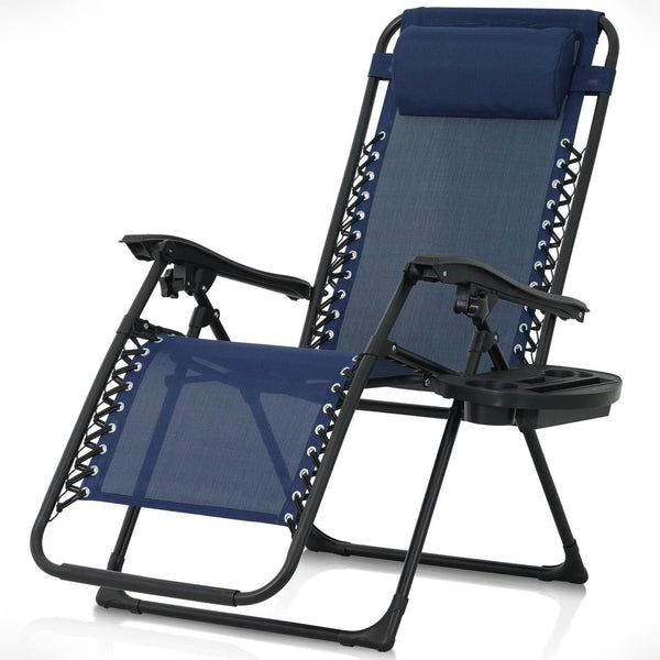 CAPHAUS Blue Zero Gravity Chair, Recliner, Lounge Chair, Folding Chair with Side