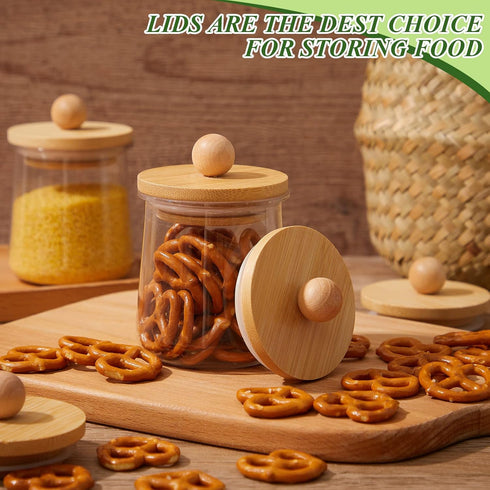 12 2. 64 1. 97 Inch Tessco for you Tessco Pcs Yogurt Jar Lids Bamboo Wood with Silicone Sealing Rings Lids Compatible