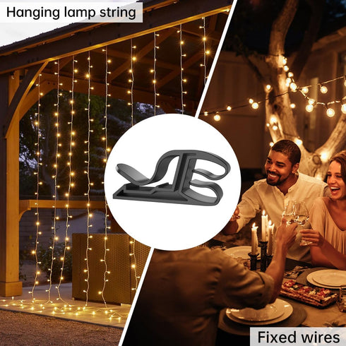 50 Pack GEZIDEA Christmas Light Clips Outdoor, Universal Gutter & Shingle Clips for Hanging Mini String Lights, Roof