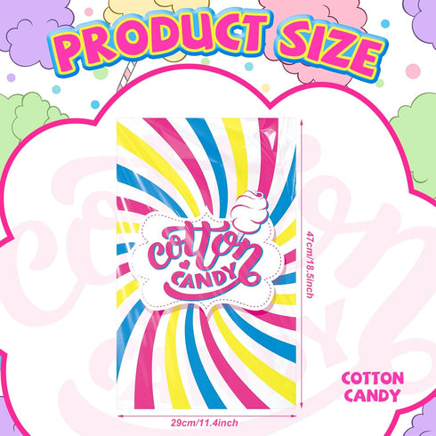 Willinglong 11.5 18.5 Inch Wrapping(200 Sets) Cotton Candy Supplies Kit Include x Plastic Printed Large Candy Bags