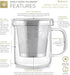 Teabloom Premium Borosilicate Glass Mug, 8 Ounces with Stainless Steel Loose Leaf Tea Infuser and Lid