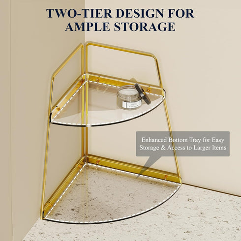 NiHome 2-Tier Acrylic Corner Organizer for Bathroom, Kitchen, Bedroom - Sturdy Makeup Organizer for Vanity Storage