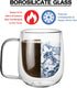 Glass Coffee Mug, 8.5 oz Double Walled Insulated Cup for Tea Coffee Latte Cappuccino Espresso - Set of 1 (Round)