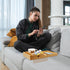 2-in-1 2 Remotes,15.35x9.84-inch Nnewvante Couch Tray, Insert & Flat Sofa Organizer Bamboo with Cup Holders,Fits Seat