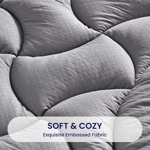SLEEP ZONE Grey Waterproof Mattress Pad, Extra Long Twin College Dorm Bedding, Quilted Fitted Protector Cover