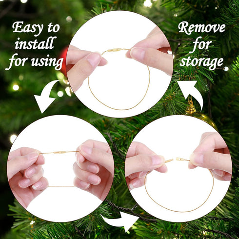 1000 Pieces Ornament Precut Cord Hangers with Snap Fastener for Christmas Tree Holiday Party Decoration (Gold, Silver,