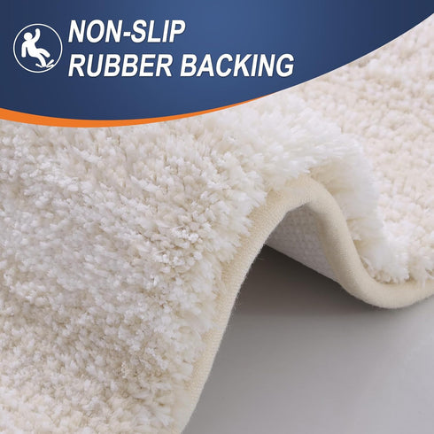 OLANLY Bathroom Rug Mat 30x20, Extra Soft Microfiber Non-Slip Plush Shaggy Bath Carpet, Light Beige