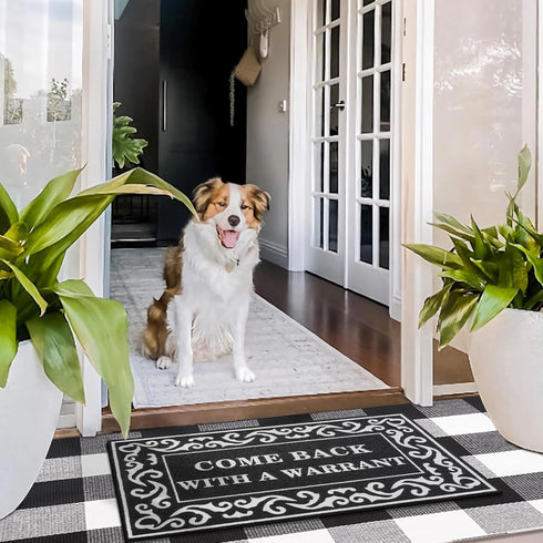 Welcome Mat, Outdoor Indoor Non-Slip Rubber Backing, Funny Come Back with A Warrant Door Mat