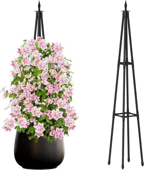4FT Obelisk Trellis for Climbing Plants Outdoor, 16mm Rust-Proof Extra Thickened Plastic-Coated