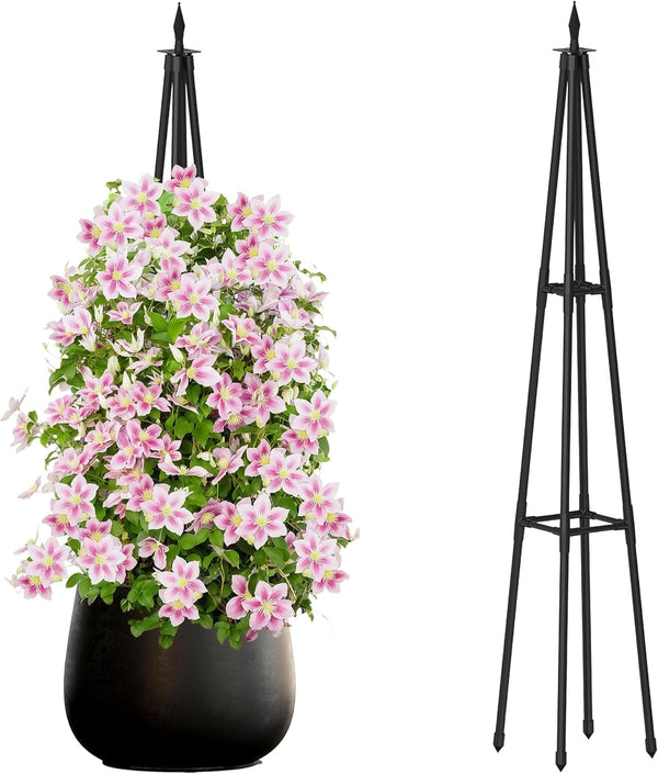 4FT Obelisk Trellis for Climbing Plants Outdoor, 16mm Rust-Proof Extra Thickened Plastic-Coated