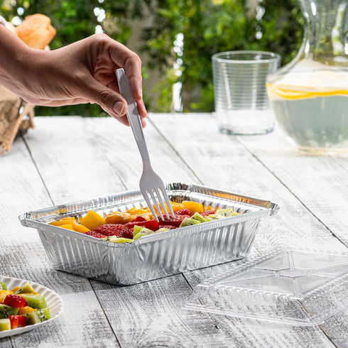 Comfy Package [50 Sets 2 lb Capacity Disposable Aluminum Foil Pans - 8x5 inch Take-Out Pans with Lids