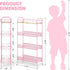 4-Tier TOOLF Slim Rolling Cart, Metal Storage Cart with Wooden Tabletop and Mesh Baskets for Narrow Space on Kitchen