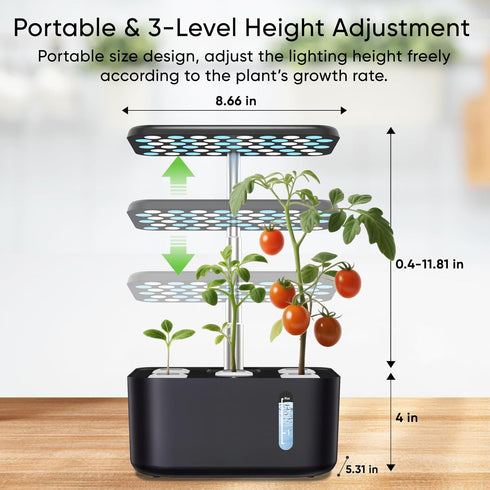 5 Sonicgrace Indoor Hydroponic Growing System with LED Grow Light, Quiet Smart Water Pump, Pods, Automatic Timer