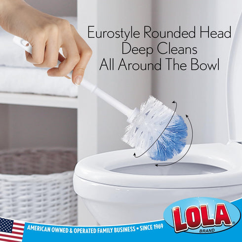 2 Pack, LOLA Classic Toilet Brush, Durable Fiber Stiff Bristles, Compact Size, Non-Scratch, Long-Lasting