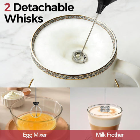 YARRAMATE Rechargeable Milk Frother with Stand, Coffee Frother Stirrer Wand, Handheld Drink Mixer with Stainless Steel