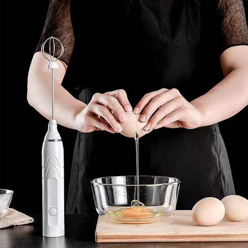 Coffee Whisk Foam Mixer with Stainless Steel Stand, Handheld Electric Milk Frother for Latte and Hot Chocolate
