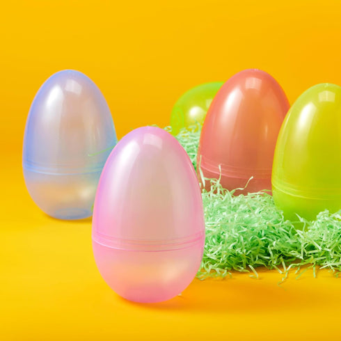 6 7" 6 JOYIN Pcs Jumbo Plastic Easter Eggs, Clear Colors Empty Eggs for Filling Treats Easter Party Favor Hunt Basket