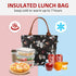 Gloppie Insulated Lunch Bag for Women, Leakproof Lunch Tote with White Flower Design